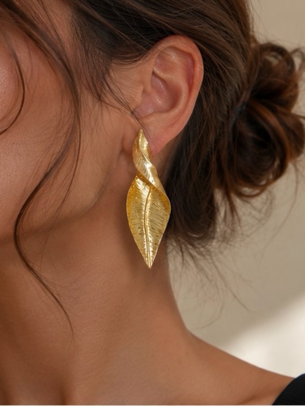 Sculpted Golden Leaf Earrings